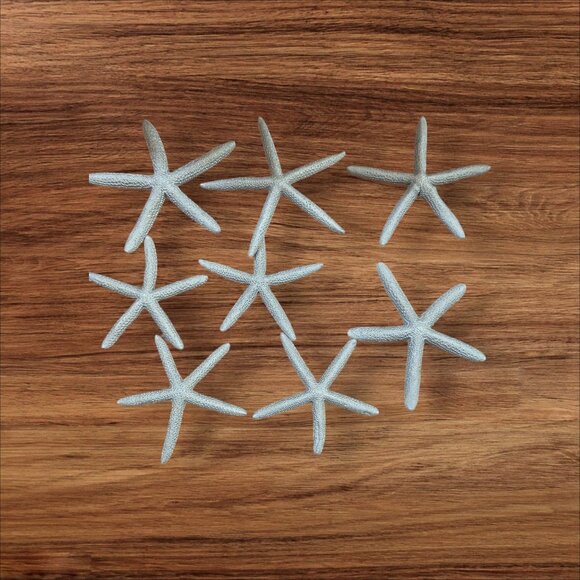 Set Of 6 silver gray Decorative Starfish 5 Inches For Beach Crafts & Home Decor - Picture 1 of 6